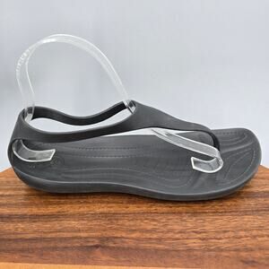 Crocs Sexi Flip Sandals Womens 9 Black T Strap Comfort Thong Ankle Strap Flat